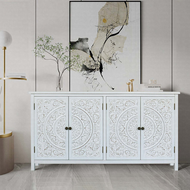 Armoire d'appoint 60 "avec 4 portes - Buffet en bois rustique avec garde-manger