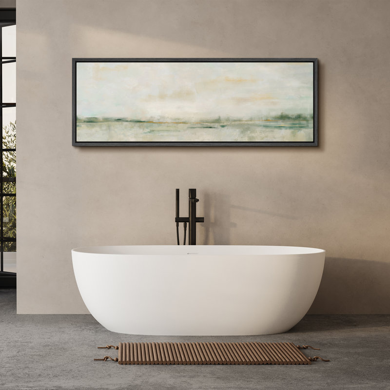Minimal Landscape Subtle Abstract in Soft Tones Modern Art Extra Large Artwork Print Wall Art, 20" H x 60" W, Black