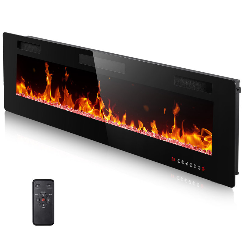 Foyer électrique avec télécommande, H 18,10 po x l 68,05 po x P 3,80 po