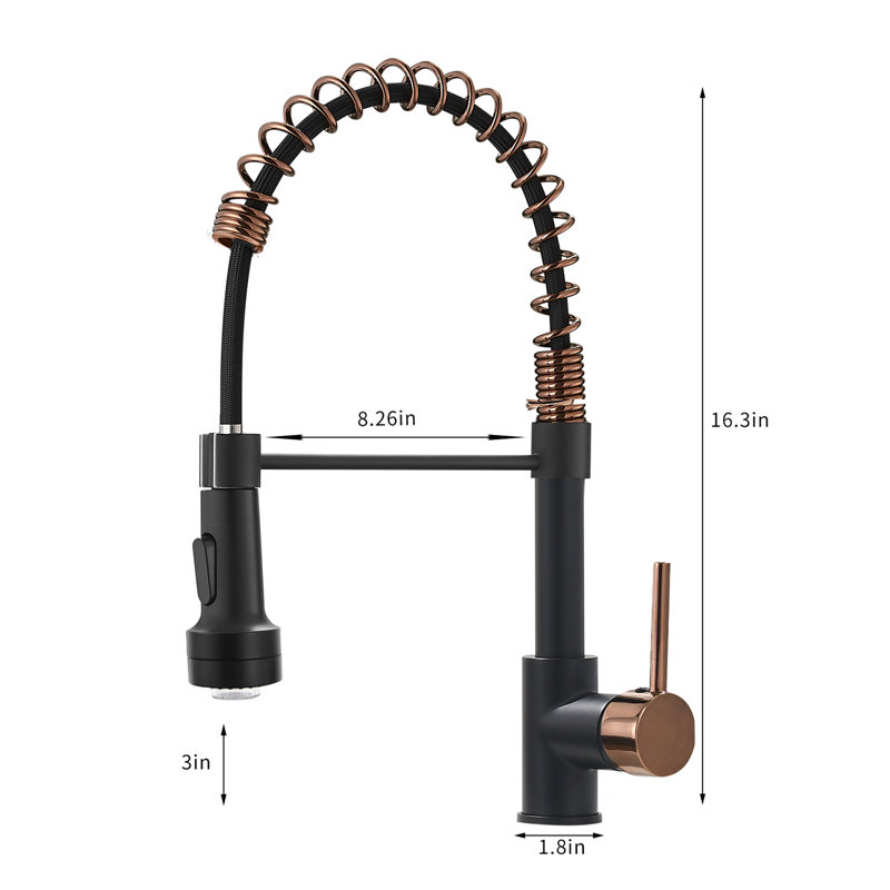 GAWEZA Kitchen Faucet, Black/Rose Gold