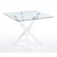Table de salle à manger avec pieds en croix en métal et verre trempé, table de cuisine moderne pour le salon, table carrée blanche-1550656251