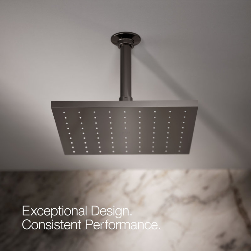 Contemporary Multi Function Rain Shower Head, Vibrant Titanium, Square, 1.75 GPM