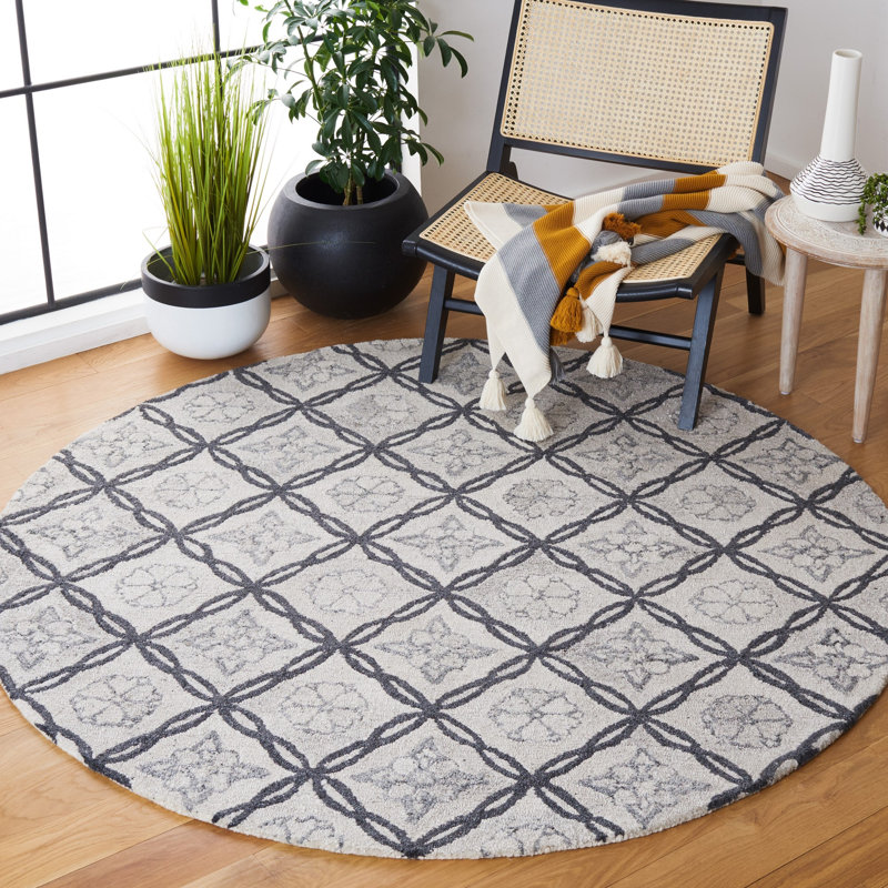 Marquee Hand Tufted Performance Geometric Rug, Round 6'