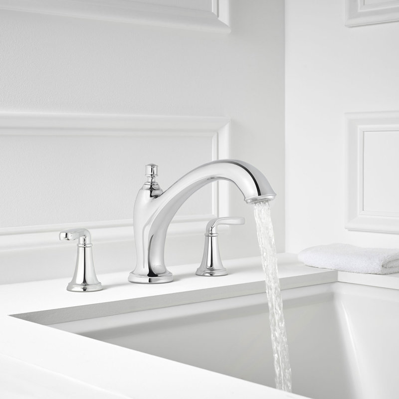 Northcott Double Handle Deck Mounted Roman Tub Faucet, Polished Chrome