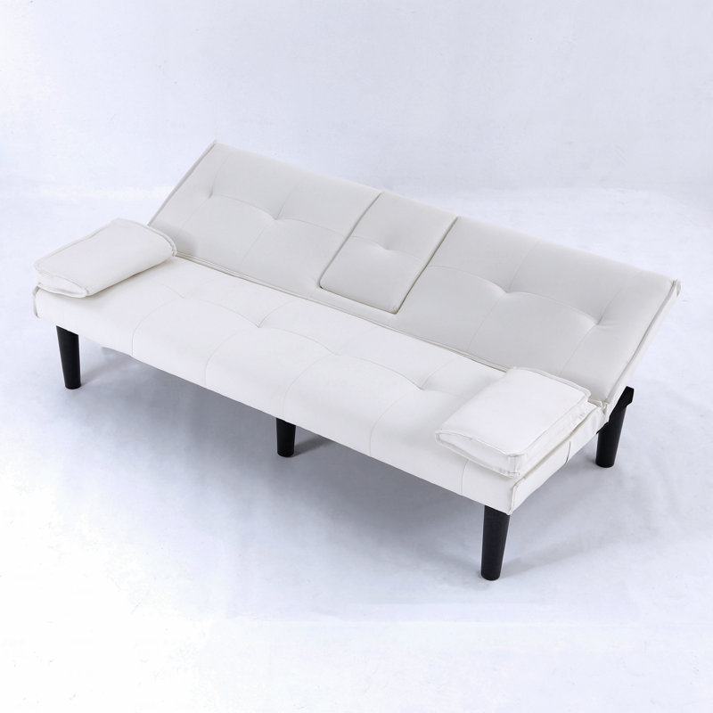 Lit blanc de 67 pouces avec transformation en un clic et rembourrage en éponge pour un porte-gobelet confortable, plusieurs espaces appropriés