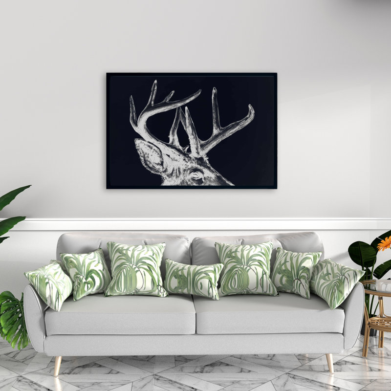 Blue Roe Deer Plume - Framed Canvas Office Decor | Home Art