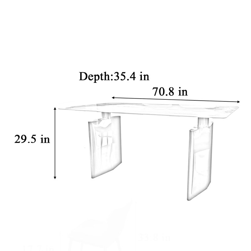 Domela Metal Base Dining Table, White, 29.5"H x 70.8"L x 35.4"W