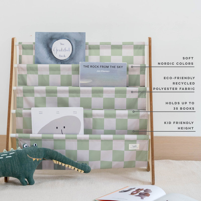 Recycled Book Rack/checkerboard/green