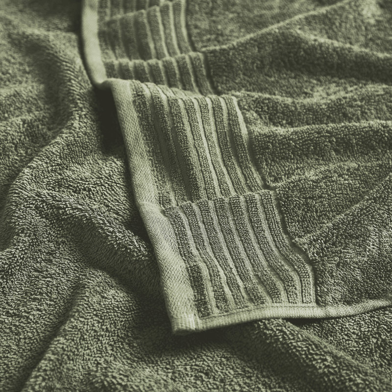 Olive Green Cotton 6-Piece Hand and Washcloth Set