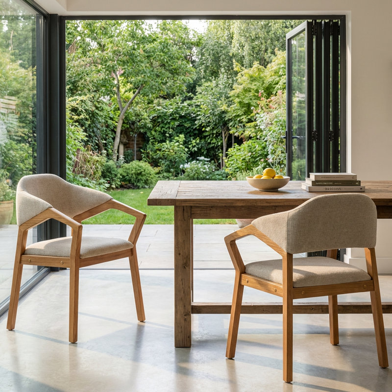 Ensemble de 2 chaises de salle à manger d'intérieur, fauteuil rembourré en chenille avec structure robuste, capacité de 300 lb, dossier incurvé ergonomique