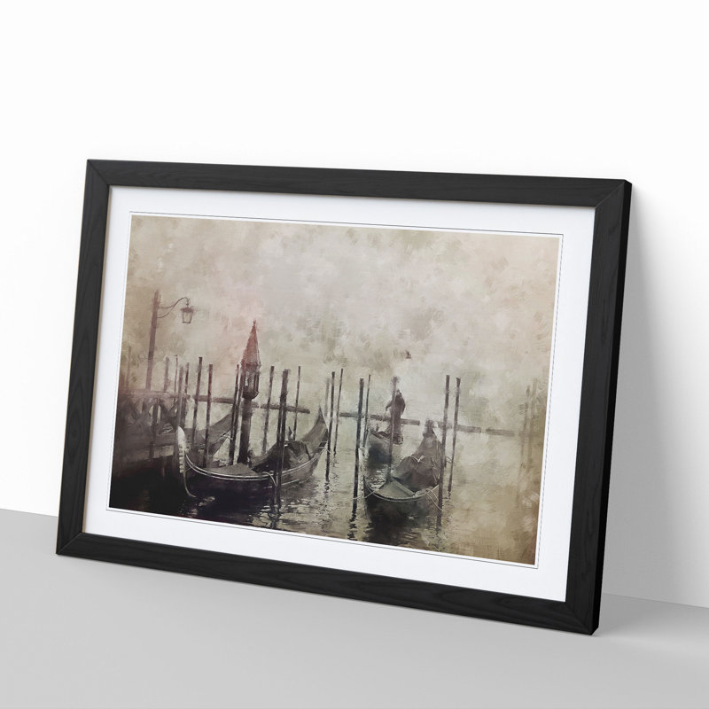 Gondolas in Venice Vol.1 - Picture Frame Painting, Black Framed, 36cm H x 48cm W x 2cm D