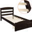 Structure de lit plateforme simple, finition, 10 lattes de bois pour la stabilité et le soutien du matelas, rangement dans les tiroirs de rangement, lattes, avec roulettes faciles à installer, élégantes
