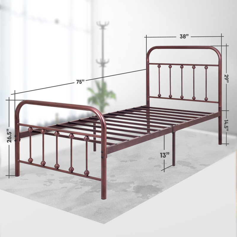 Ernestin Metal Open-Frame Bed, Twin, Brown