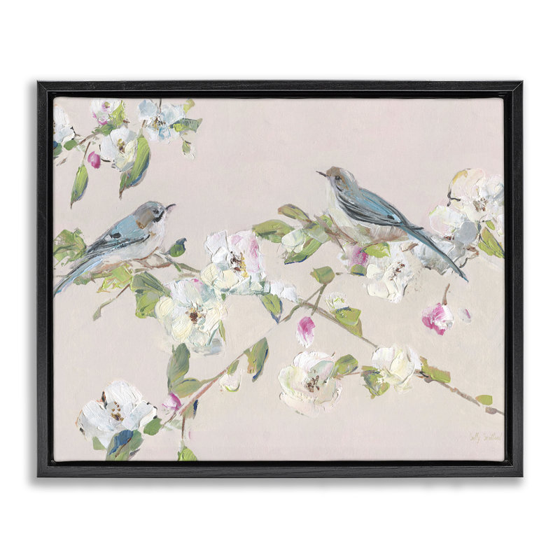 Fleurs de printemps et pommiers, Cadre flottant noir de jais, H 17 po x l 21 po