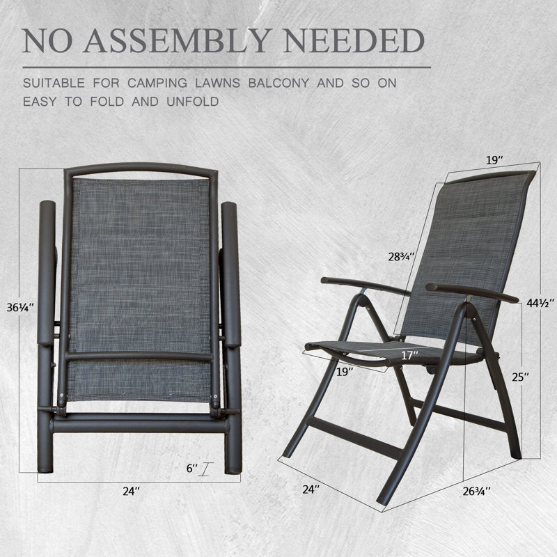 Chaise de salle à manger pliable pour patio, Noir
