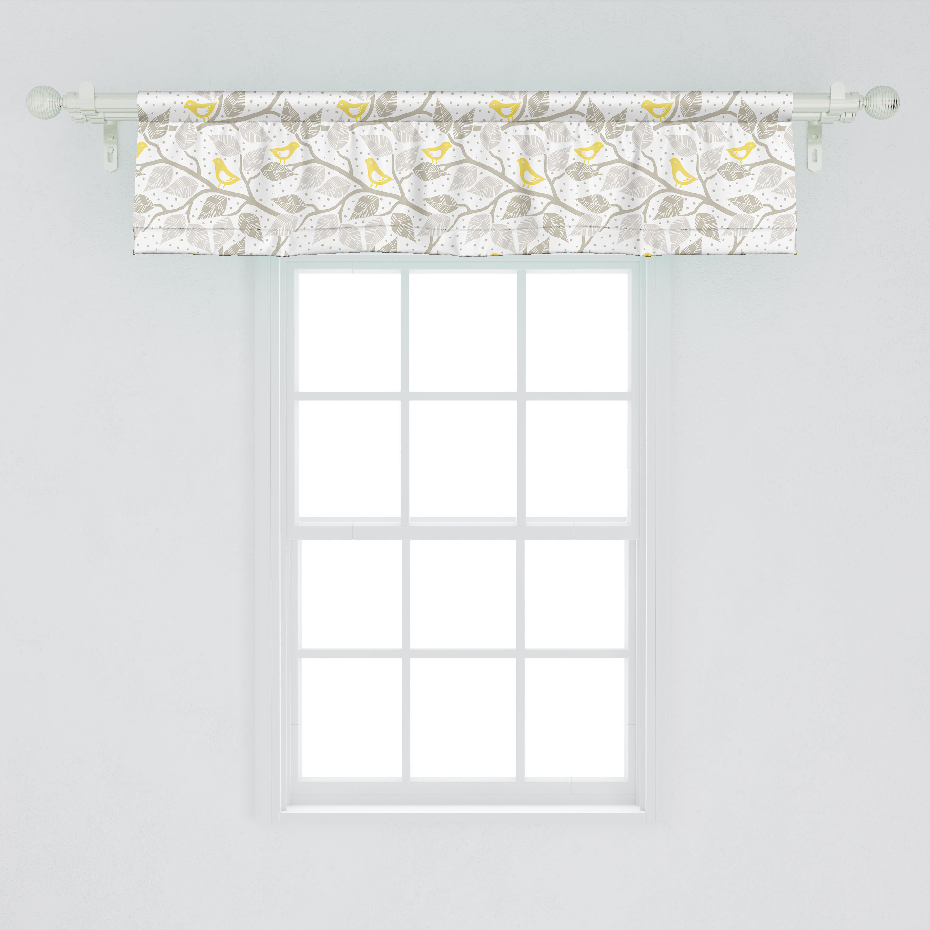 Ambesonne Grey and Yellow Valance Pack of 2 Tree and Birds | Wayfair