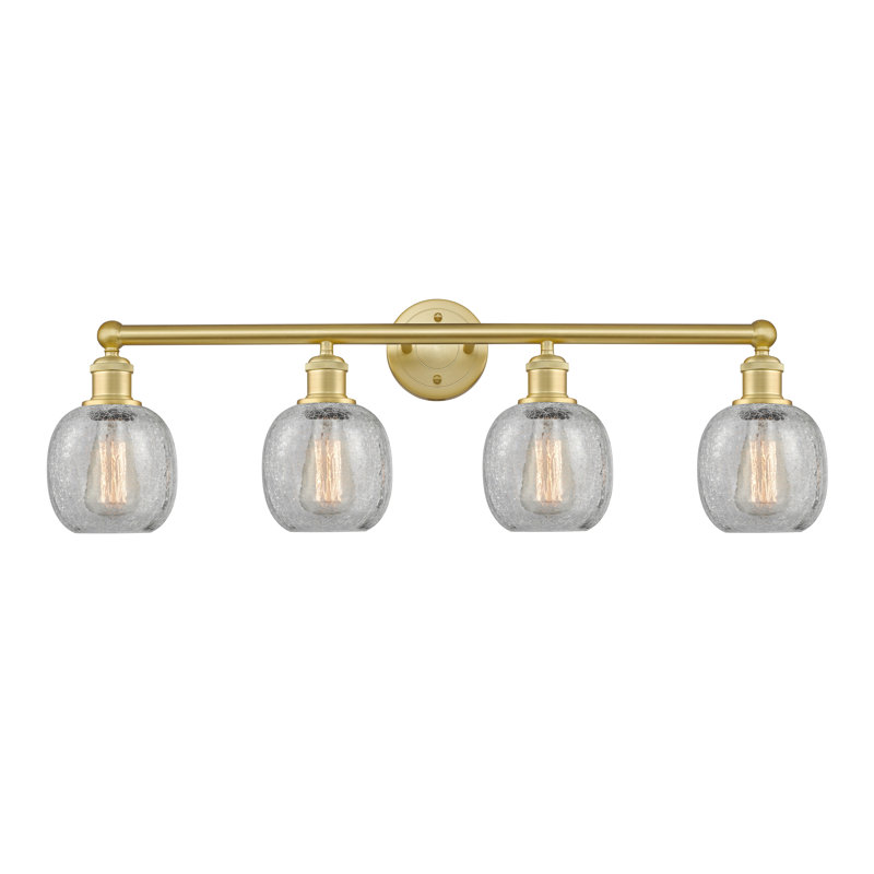 Éclairage pour meuble-lavabo 4 lumières Carlucci, Transparent craquelé, Or satiné