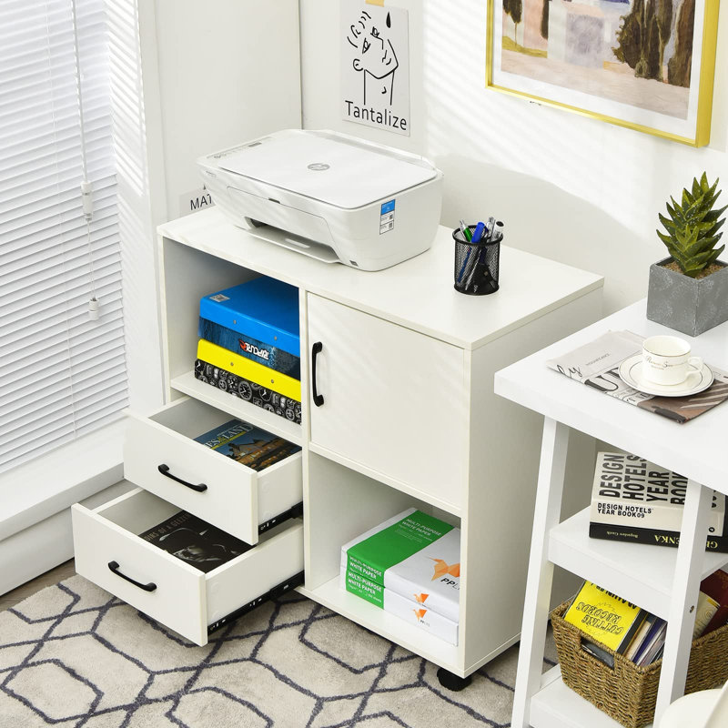 Kynnlie 80cm Wide 2 -Drawer Mobile File Cabinet, White