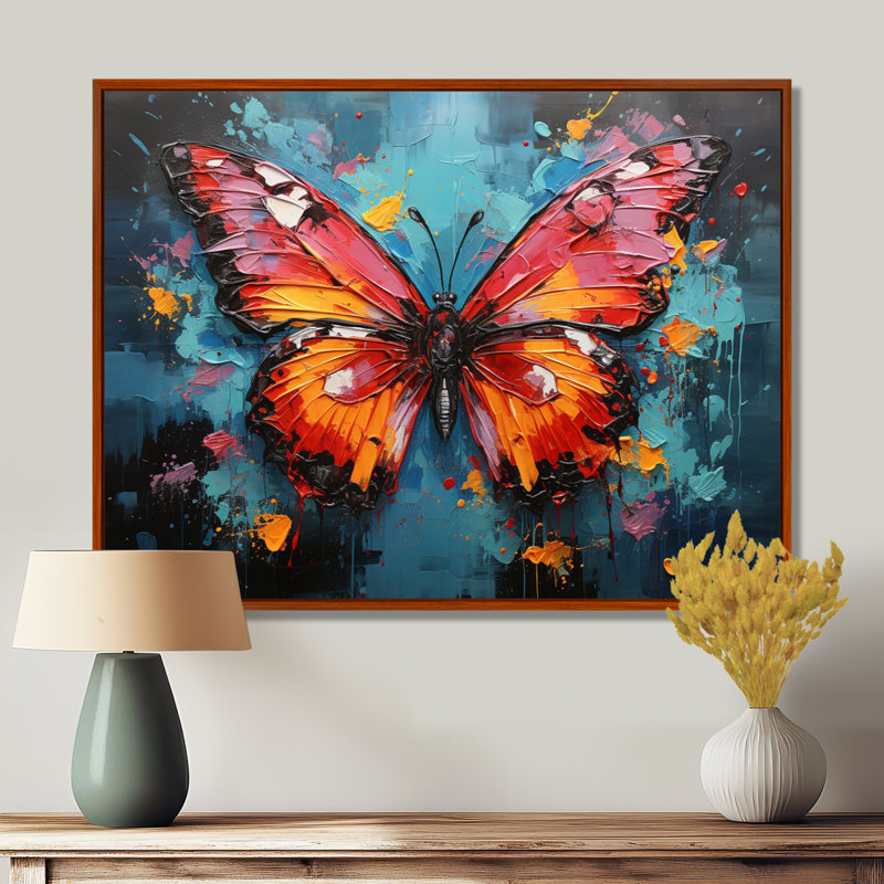«Bold Pop Colors Infuse Butterflies With Energy», art mural papillon, Cadre flottant brun, H 24 po x l 32 po