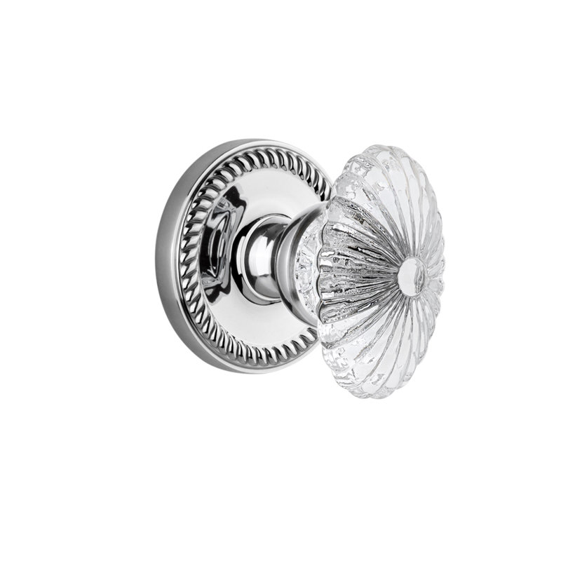 Grandeur Newport Rosette Privacy with Chambord Crystal Door Knob, Polished Nickel, 2 3/4"