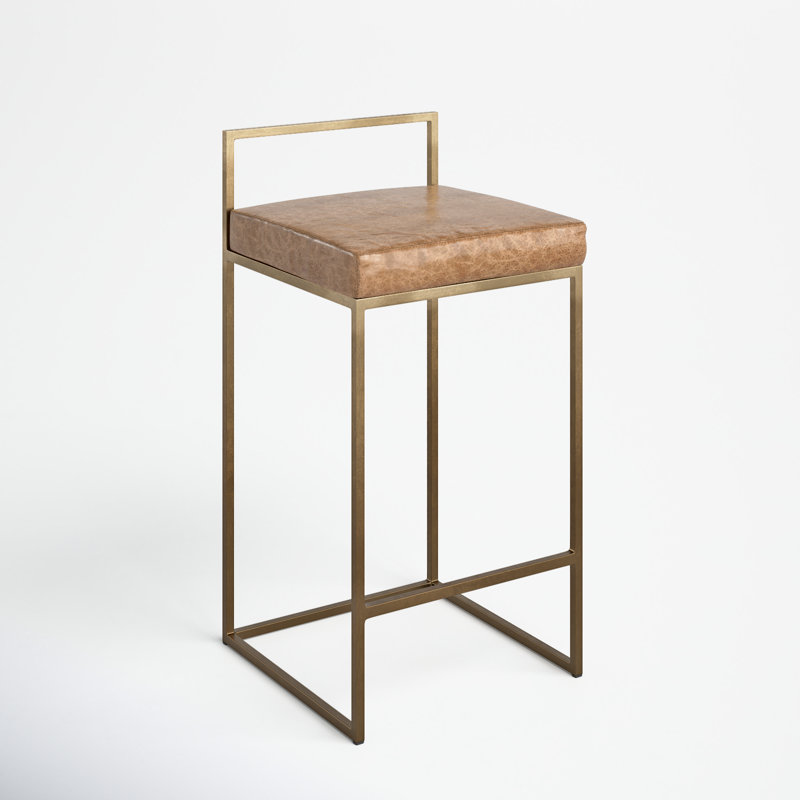Rumiya 26" Counter Stool, Chestnut Brown, Brass