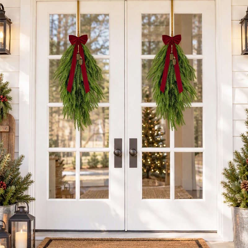 Ensemble de 2 guirlandes de porte de Noël en pin 27,56 po Norfolk