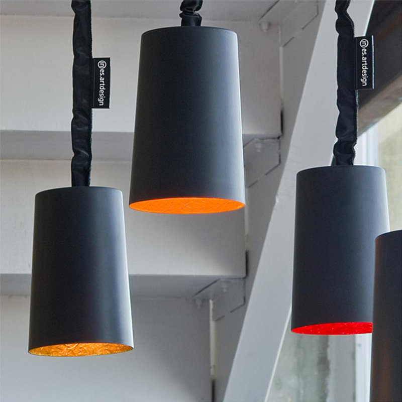 Paint 1 - Light Dome Pendant, Black/Orange