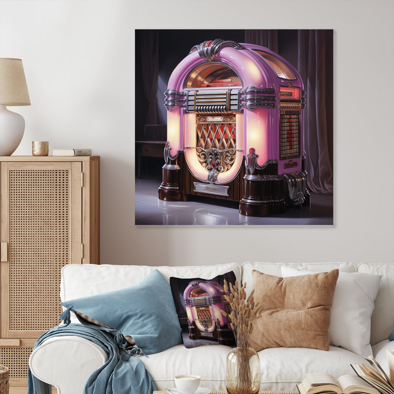 Vintage Jukeboxes Neon Grooves 5 - Jukeboxes, art mural en métal, H 36 po x l 36 po