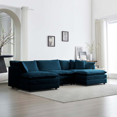 Canapé modulaire en U avec repose-pieds réversible, canapé d'angle convertible 5 places avec 2 repose-pieds, canapé moelleux et minimaliste moderne pour le salon, chenille