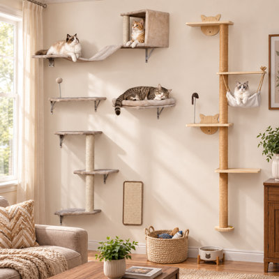 Damyanti Wall-mounted Cat Tree Tower Shelved 6 Pcs Climbing Centre