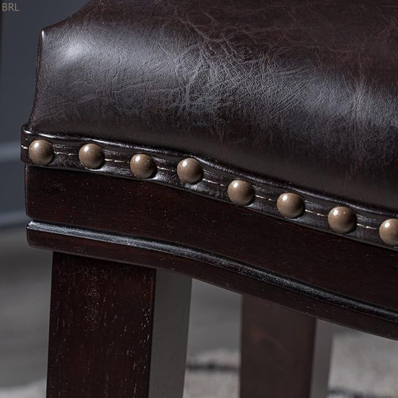 Tabouret de comptoir de 26 po avec garniture cloutée (ensemble de 4) contemporain brun foncé