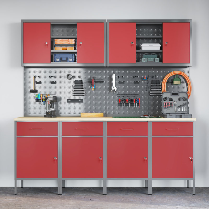 Work Cabinet with Drawer, Red