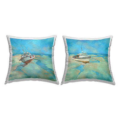 Nautical Boats Seaside Shore 2 Piece Outdoor Printed Pillow Set by Graham Reynolds