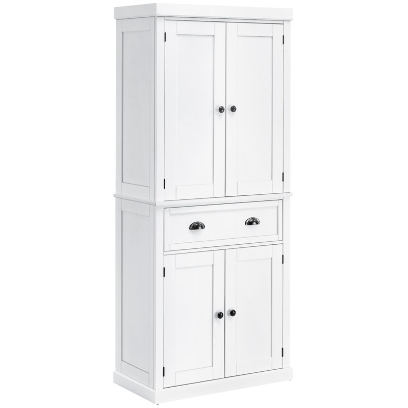 Armoire de cuisine 72 po sur pied, armoire de rangement haute avec 2 portes, 2 tiroirs et tablettes réglables