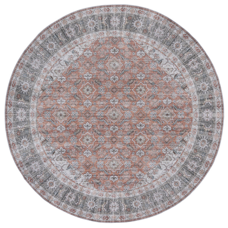 Axzel Machine Washable Performance Oriental Rug, Round 6'