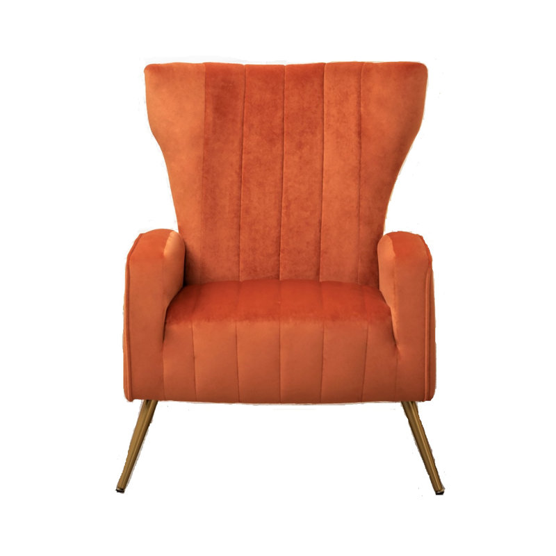Velvet Armchair, Orange Red Velvet
