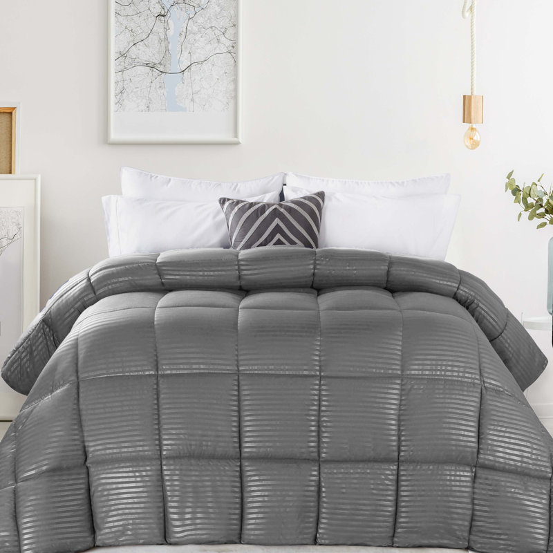 Édredon réversible en duvet synthétique 100% microfibre brossée, Édredon simple / simple TG, Argent