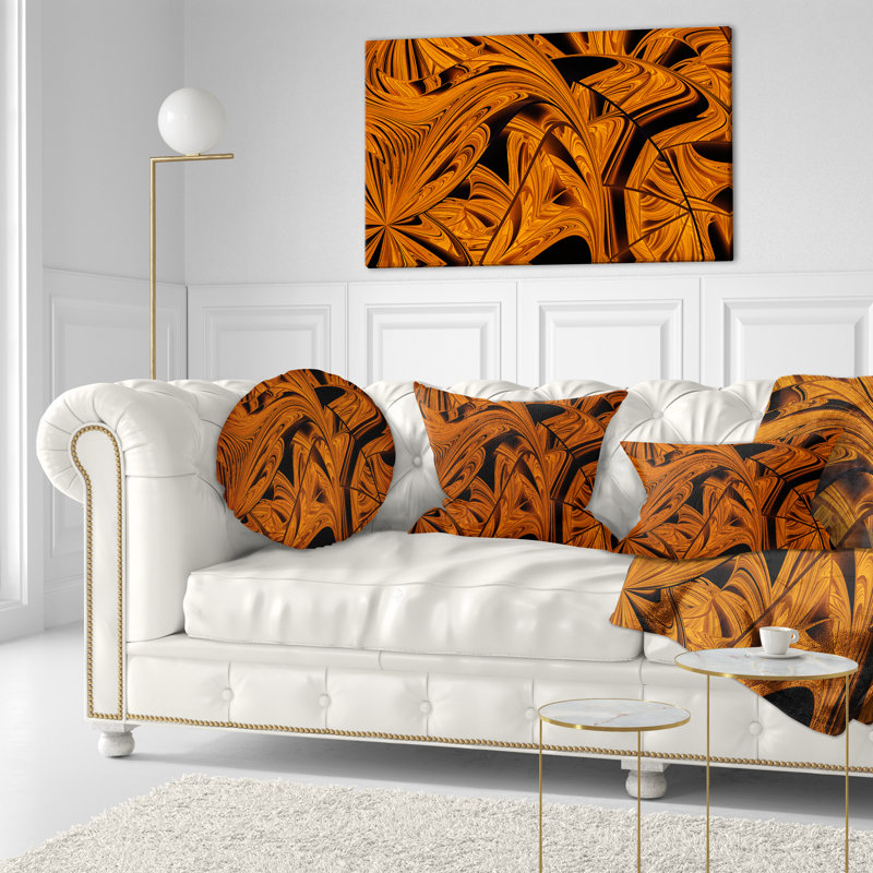  Coussin lombaire abstrait à motif fractal, Brun