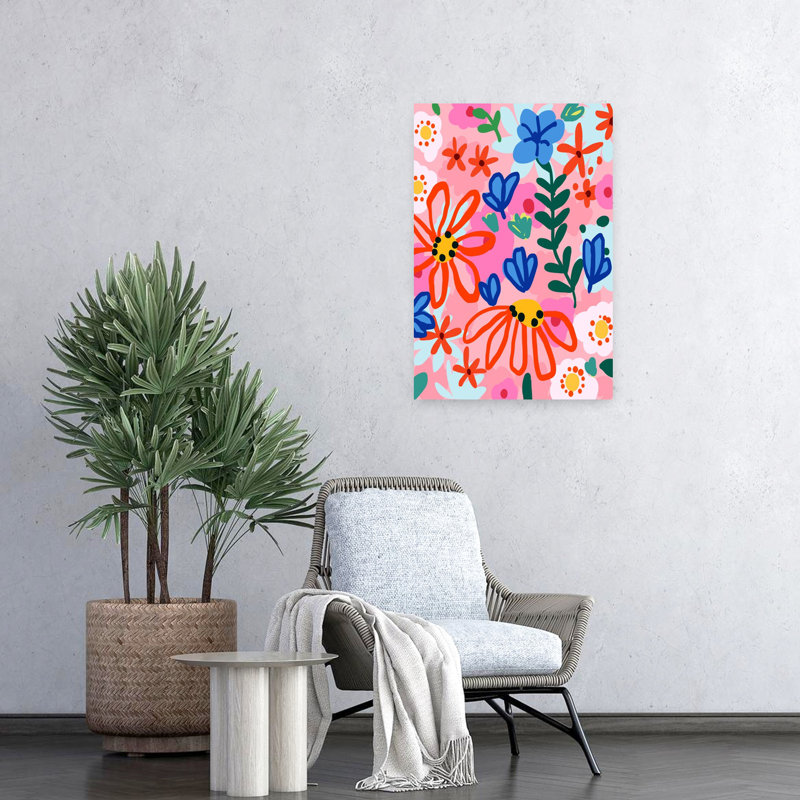 Art contemporain, art floral coloré, H 24 po x l 16 po