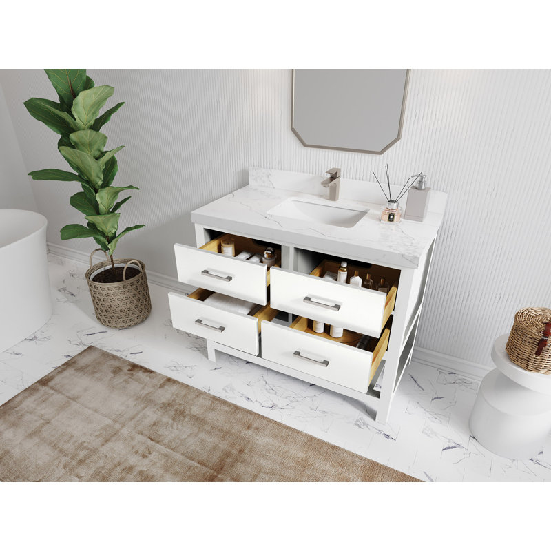 Ensemble de meuble-lavabo simple l 42 po Parker, Quartz de Carrare