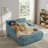    Chenille Chaise Lounge Chair Indoor,Single Sleeper Sofa Chair with Pillows,Comfy Compression Sofa Bed for Livingroom,Bedroom,No Assembly Required-Blue-548218734