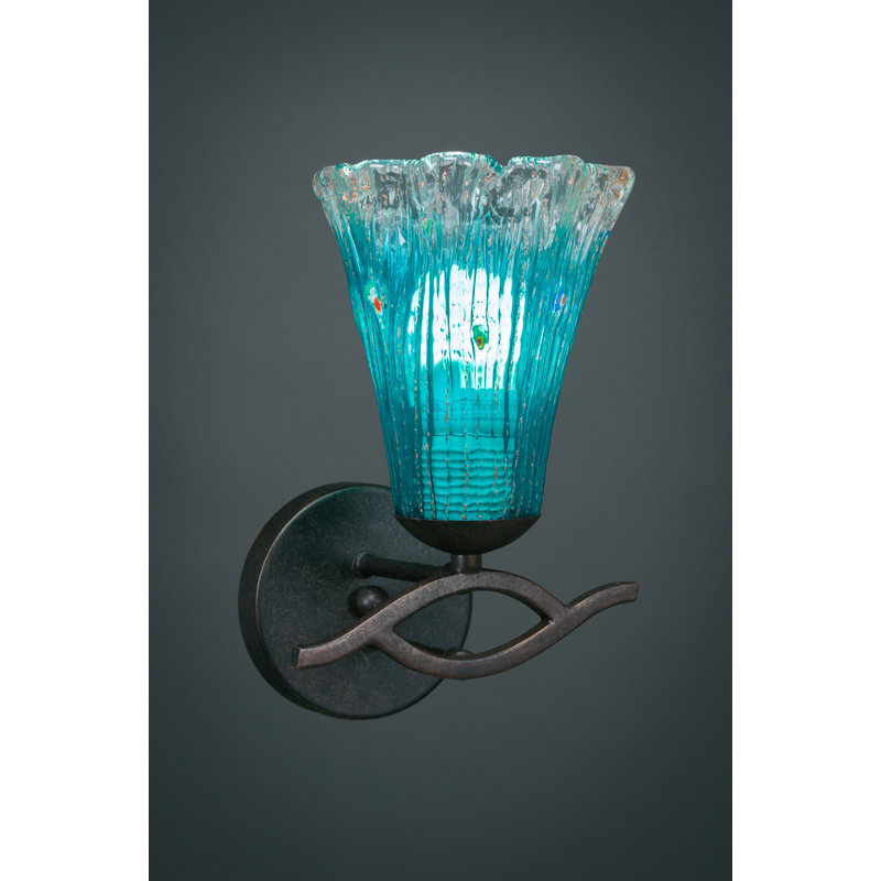 Hiroko 1 - Light Dimmable Dark Granite Armed Sconce, Teal