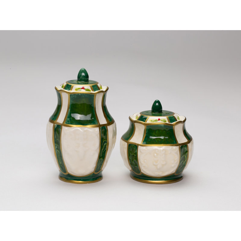 Cosmos Gifts Emerald Holiday 2-Piece Salt and Pepper Set