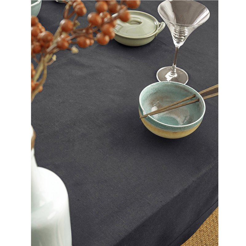 Dru Cotton Linen Plain Tablecloth, 104" x 60", Grey