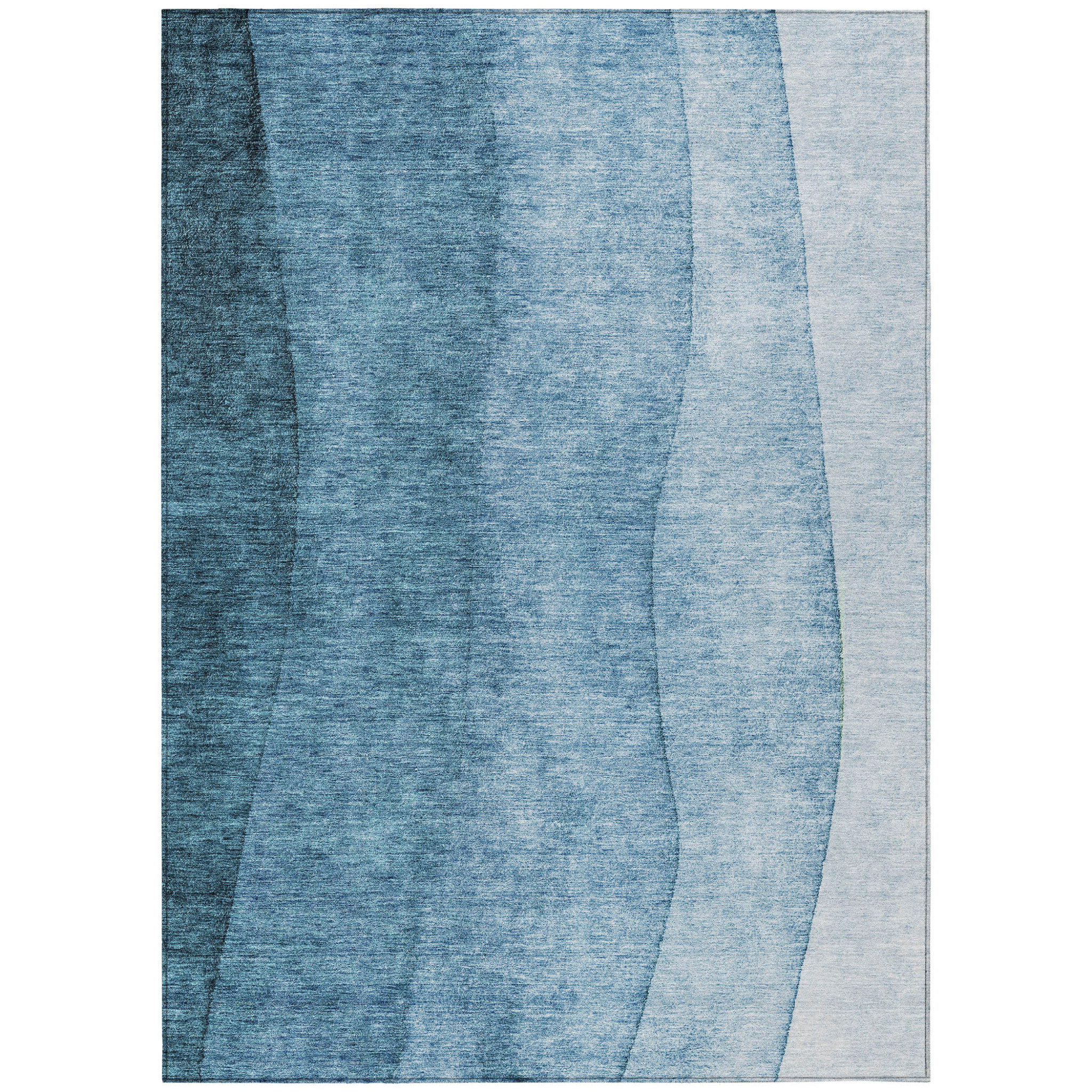 HomeRoots 9' X 12' Denim Blue And Navy Blue Ombre Washable Indoor ...