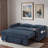 Convertible Pull Out Sofa Bed With Adjustable 3-position Backrest, 4 Side Pockets, Charging Ports And Elegant Gold Stitching-1187986103
