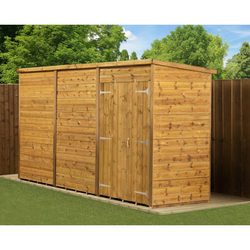 Modular Pent Garden Shed  12X4 No Windows  Double Door