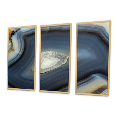 Transclucent Slice Natural Agate - 3 Piece Print on Canvas