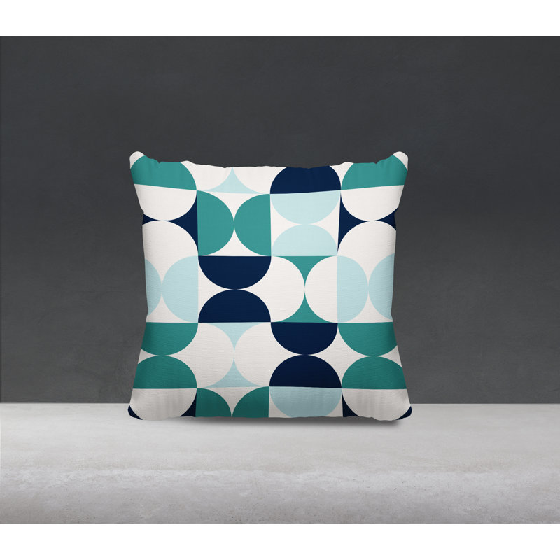 Pitto Outdoor Reversible Throw Pillow, 19" x 19", Turquoise/Navy Blue