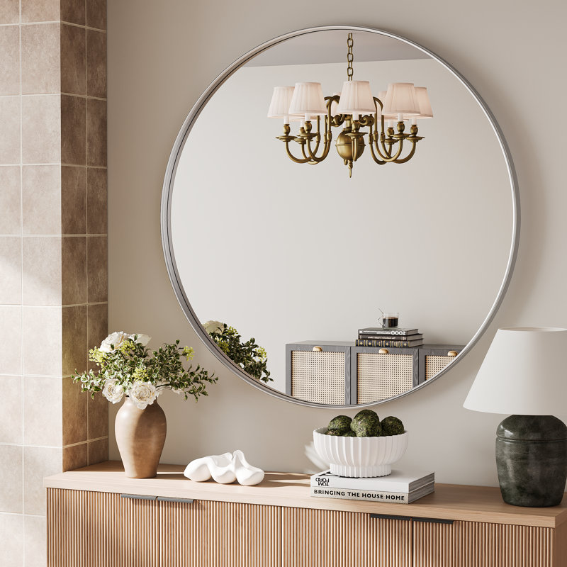 Miroir mural Alauni , 36 po x 36 po, Argent